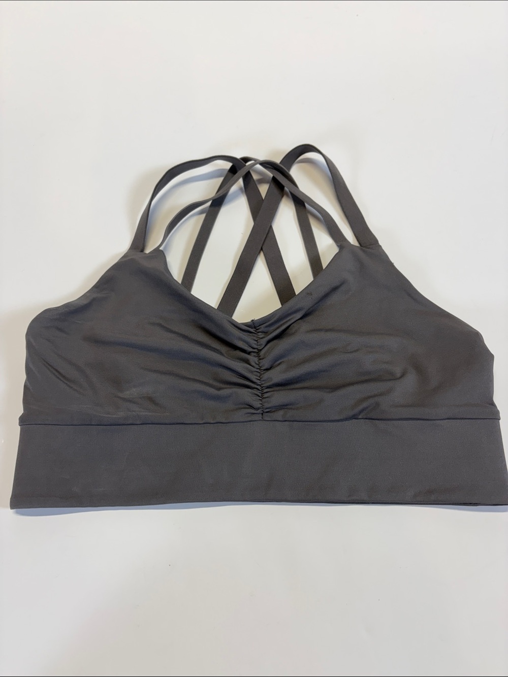 Handful Gray Strappy Sports Bra Size Small Low Impact Yoga Bra